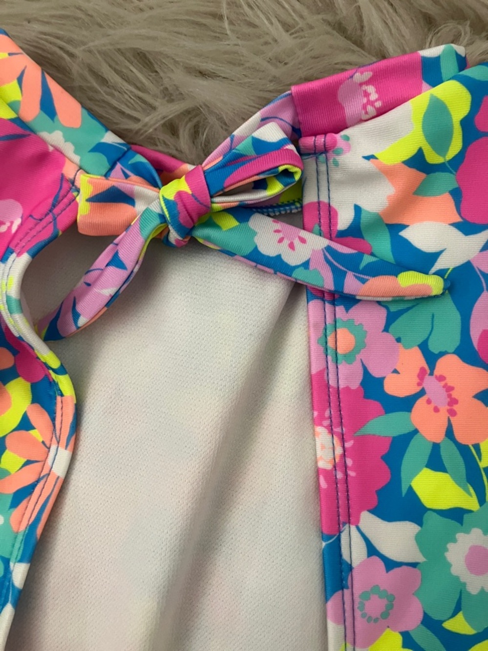 NEW - CAT & JACK Girls' Floral Printed Long Sleeve One Piece Rash Guard | XS 4-5 - Picture 10 of 12